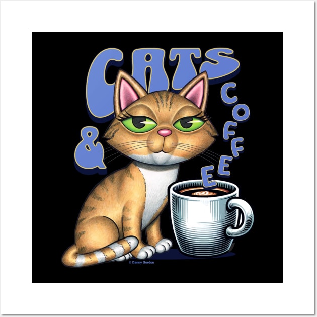 Orange Tabby Cats and Coffee Wall Art by Danny Gordon Art